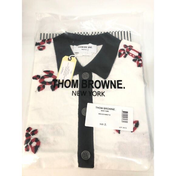 Thom Browne T-SHIRT White Gem Icons Sweater Women's Knit Cardigan - Picture 2 of 5